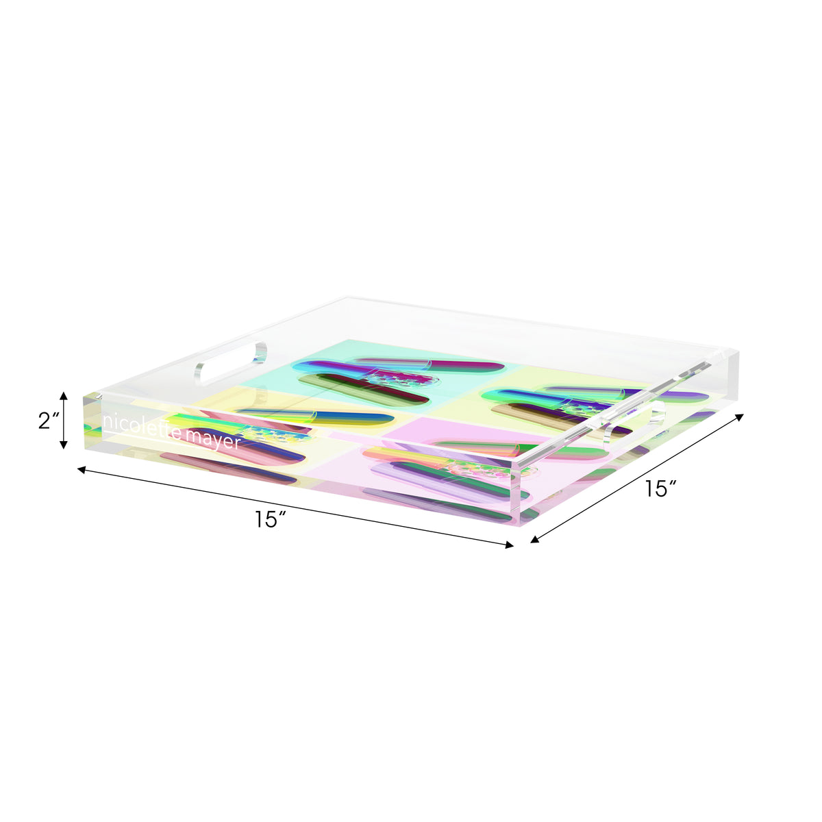 Ode to Hurst Psychedelic Acrylic Decorative Tray, 15 x 15 in. by Nicolette Mayer 