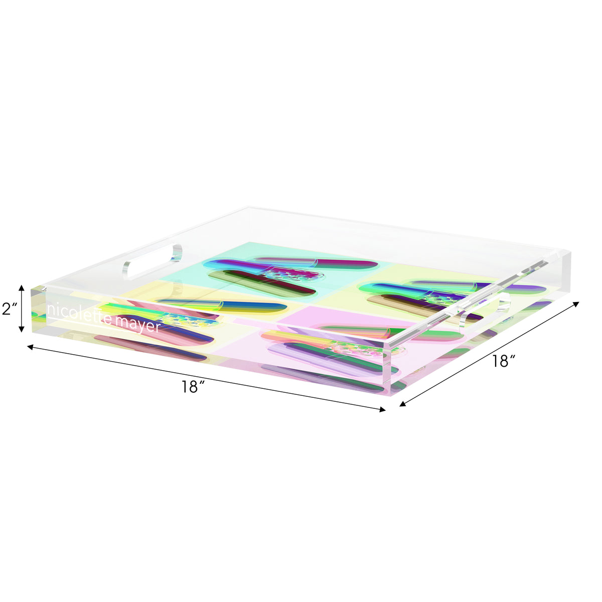 Ode to Hurst Psychedelic Acrylic Decorative Tray, 18 x 18 in. by Nicolette Mayer 