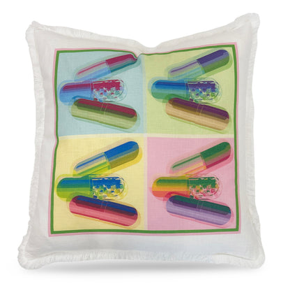 Ode To Hurst Psychedlic 22x22 White Fringe Pillow