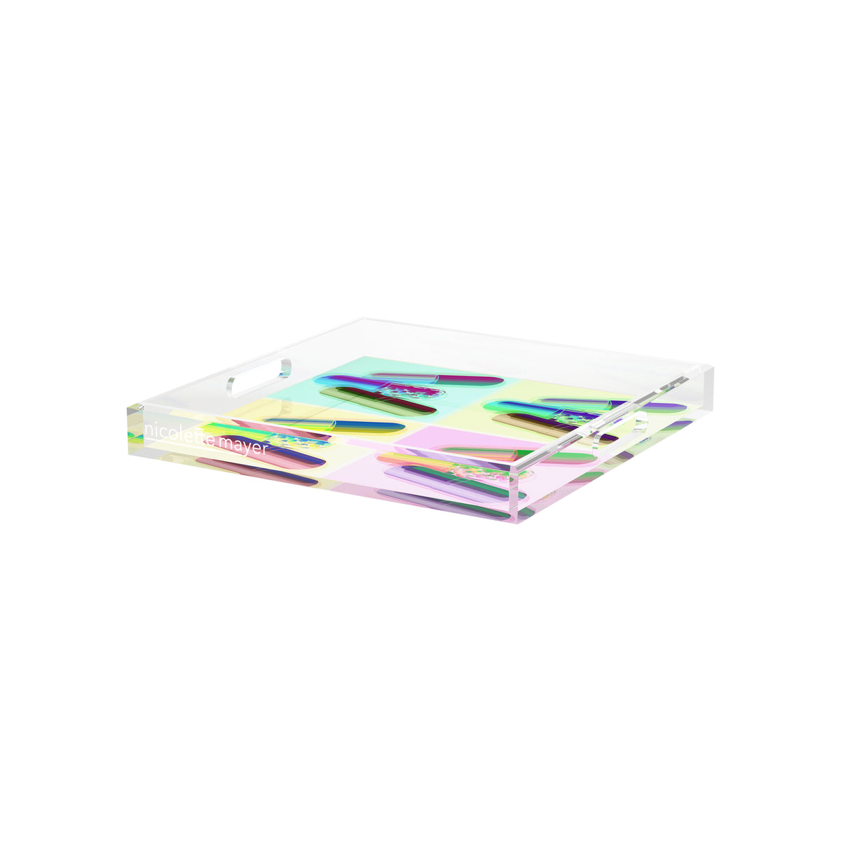 Ode to Hurst Psychedelic Acrylic Decorative Tray, 12 x 12 in. by Nicolette Mayer 