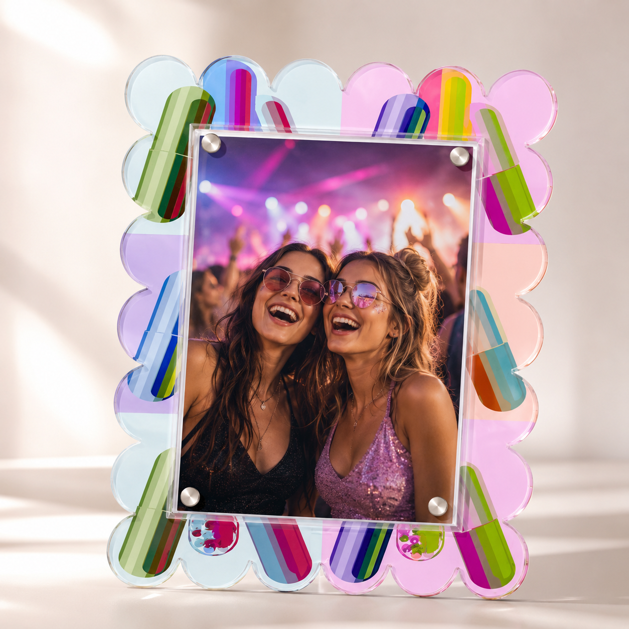 Ode To Hurst Neon Acrylic Scallop Frame - nicolettemayer.com
