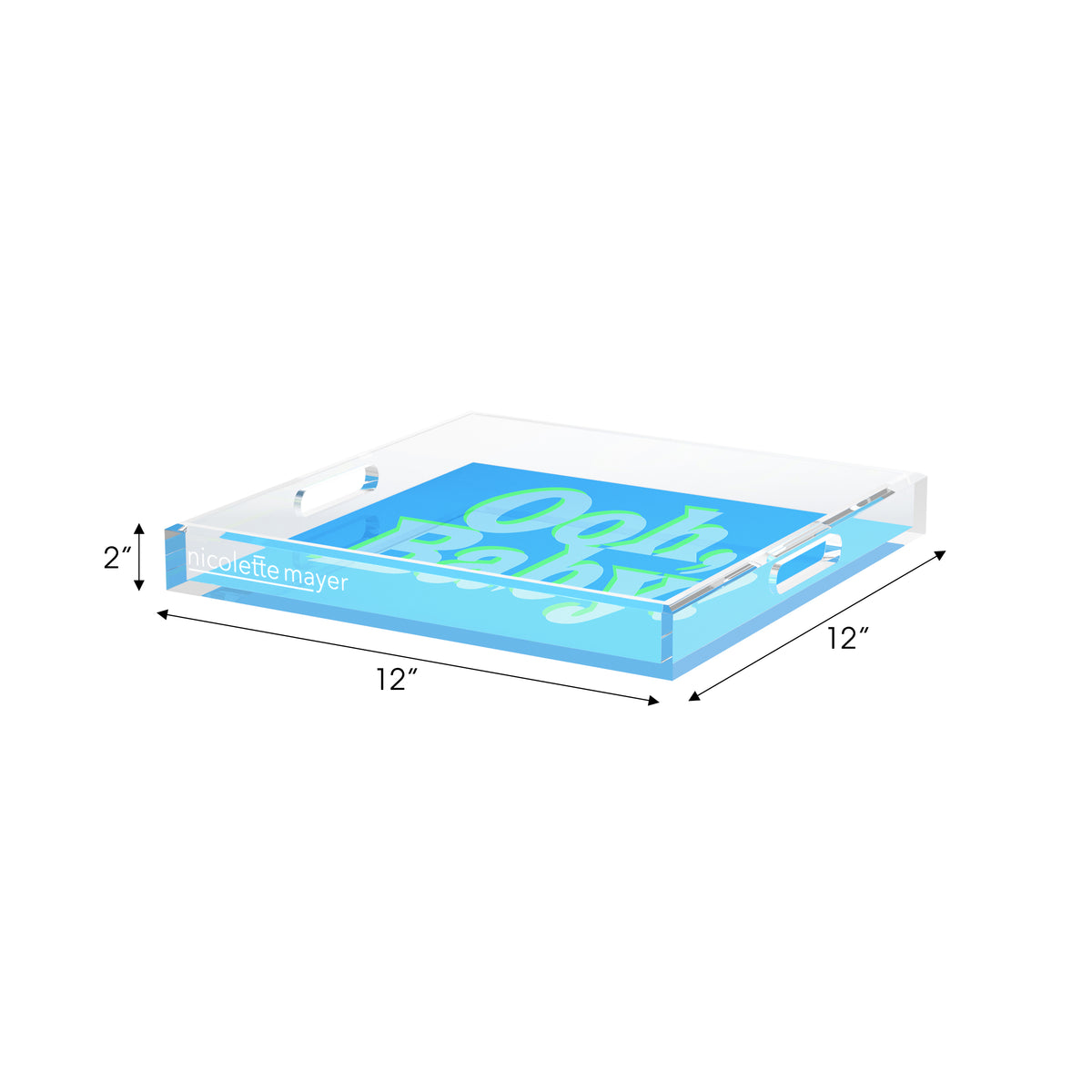 Ooh Baby Blue Green Acrylic Decorative Tray, 12 x 12 in. by Nicolette Mayer 