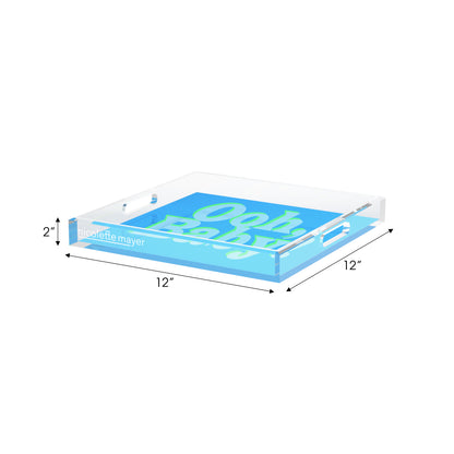 Ooh Baby Blue Green Acrylic Decorative Tray, 12 x 12 in. by Nicolette Mayer 