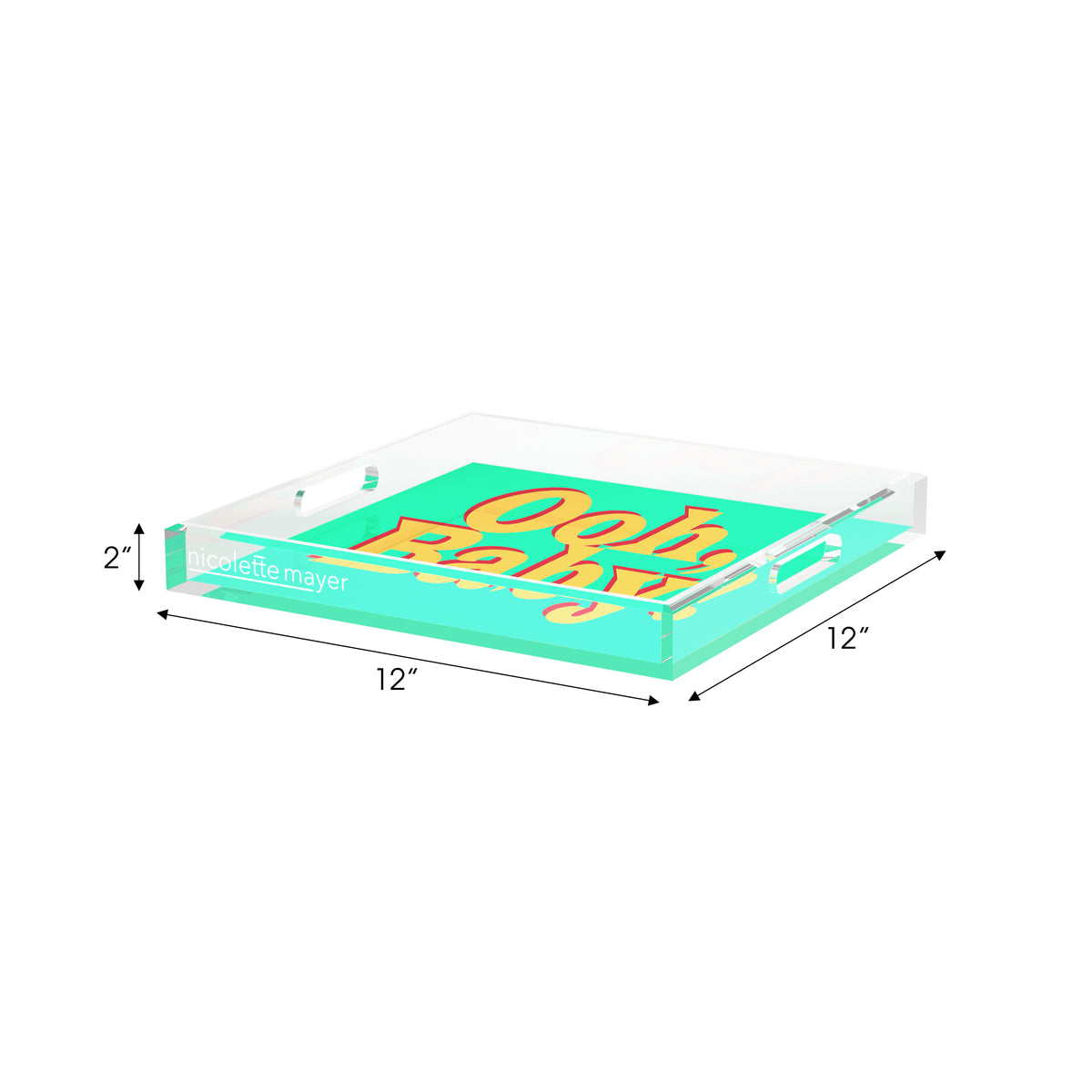 Ooh Baby Green Paprika Yellow Acrylic Decorative Tray, 12 x 12 in. by Nicolette Mayer 
