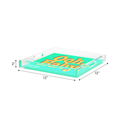 Ooh Baby Green Paprika Yellow Acrylic Decorative Tray, 12 x 12 in. by Nicolette Mayer 
