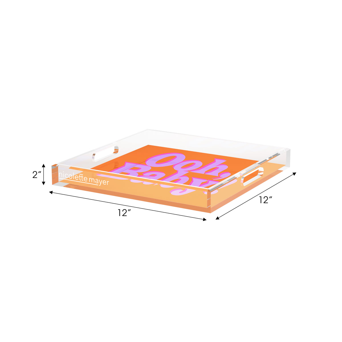Ooh Baby Orange Pink Lilac Acrylic Decorative Tray, 12 x 12 in. by Nicolette Mayer 