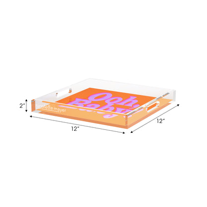Ooh Baby Orange Pink Lilac Acrylic Decorative Tray, 12 x 12 in. by Nicolette Mayer 