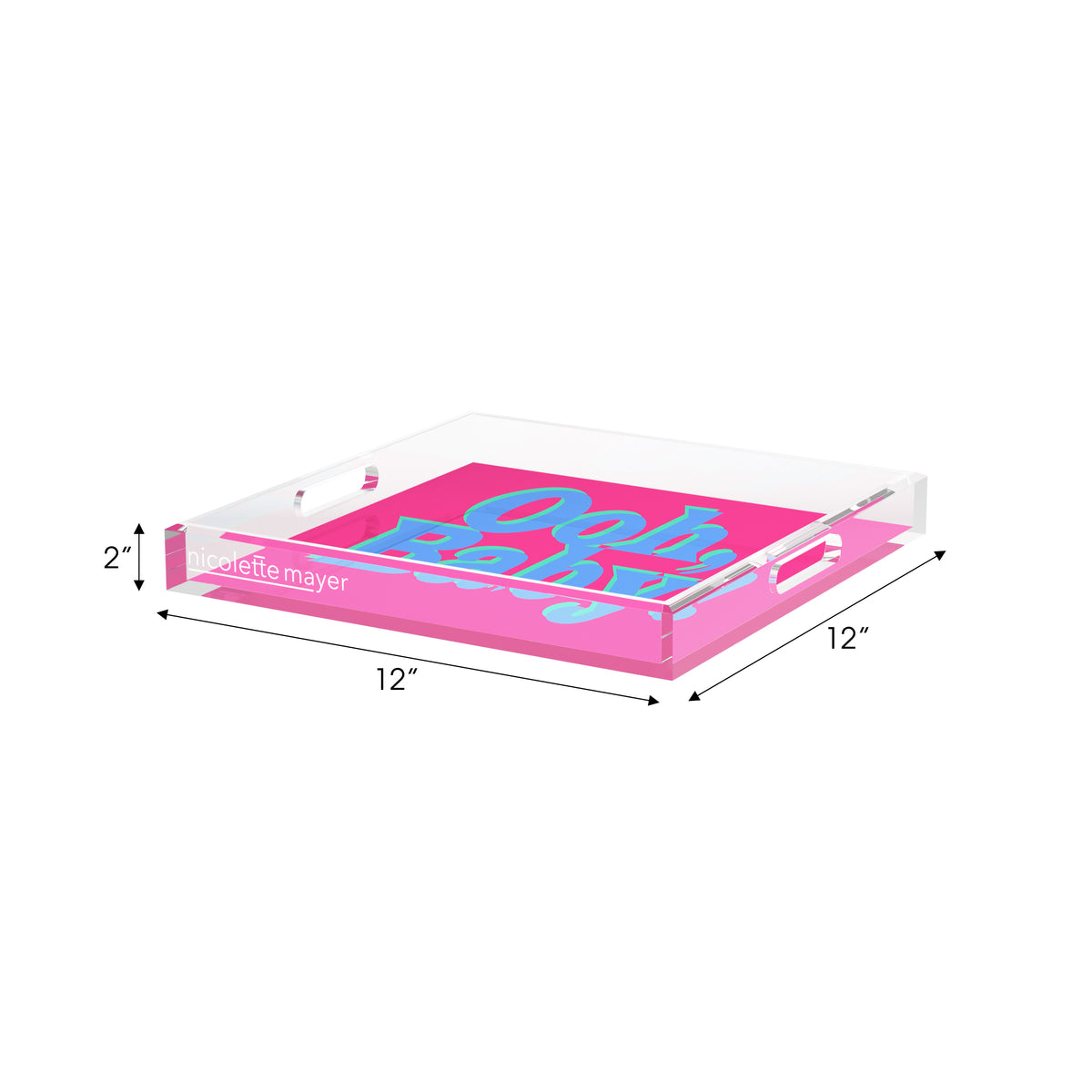 Ooh Baby Pink Blue Green Acrylic Decorative Tray, 12 x 12 in. by Nicolette Mayer 