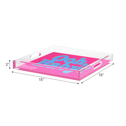 Ooh Baby Pink Blue Green Acrylic Decorative Tray, 15 x 15 in. by Nicolette Mayer 