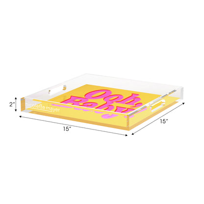 Ooh Baby Pink Red Yellow Acrylic Decorative Tray, 15 x 15 in. by Nicolette Mayer 