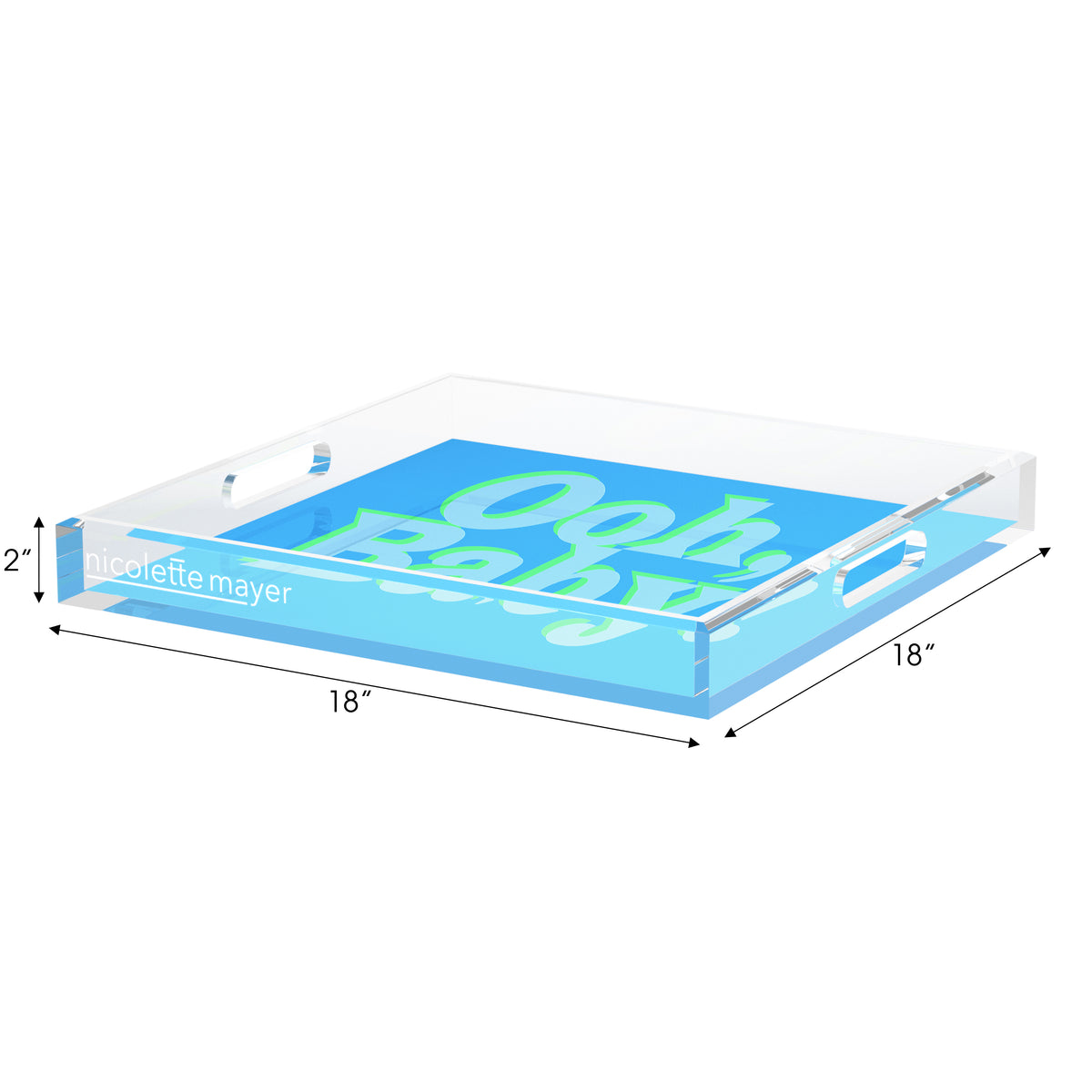 Ooh Baby Blue Green Acrylic Decorative Tray, 18 x 18 in. by Nicolette Mayer 