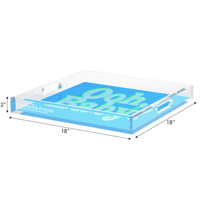 Ooh Baby Blue Green Acrylic Decorative Tray, 18 x 18 in. by Nicolette Mayer 