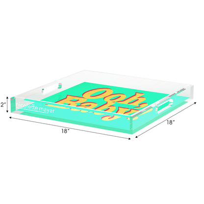 Ooh Baby Green Paprika Yellow Acrylic Decorative Tray, 18 x 18 in. by Nicolette Mayer 