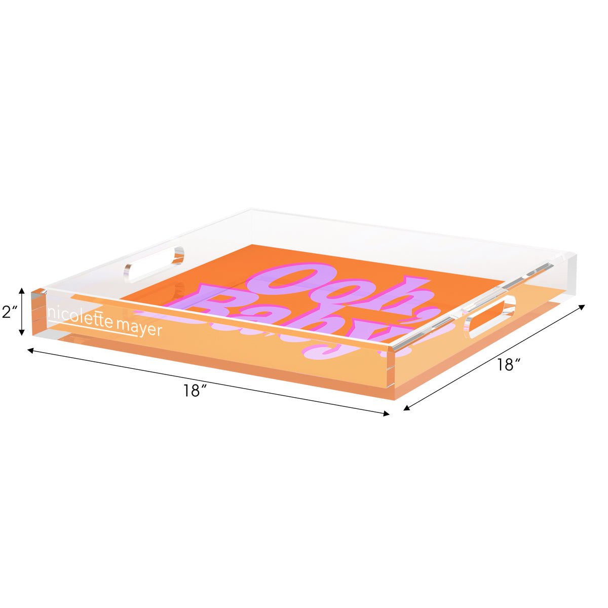 Ooh Baby Orange Pink Lilac Acrylic Decorative Tray, 18 x 18 in. by Nicolette Mayer 