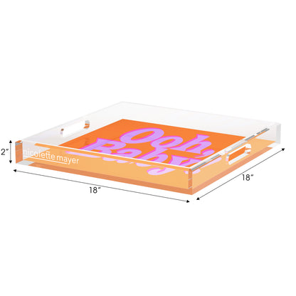 Ooh Baby Orange Pink Lilac Acrylic Decorative Tray, 18 x 18 in. by Nicolette Mayer 