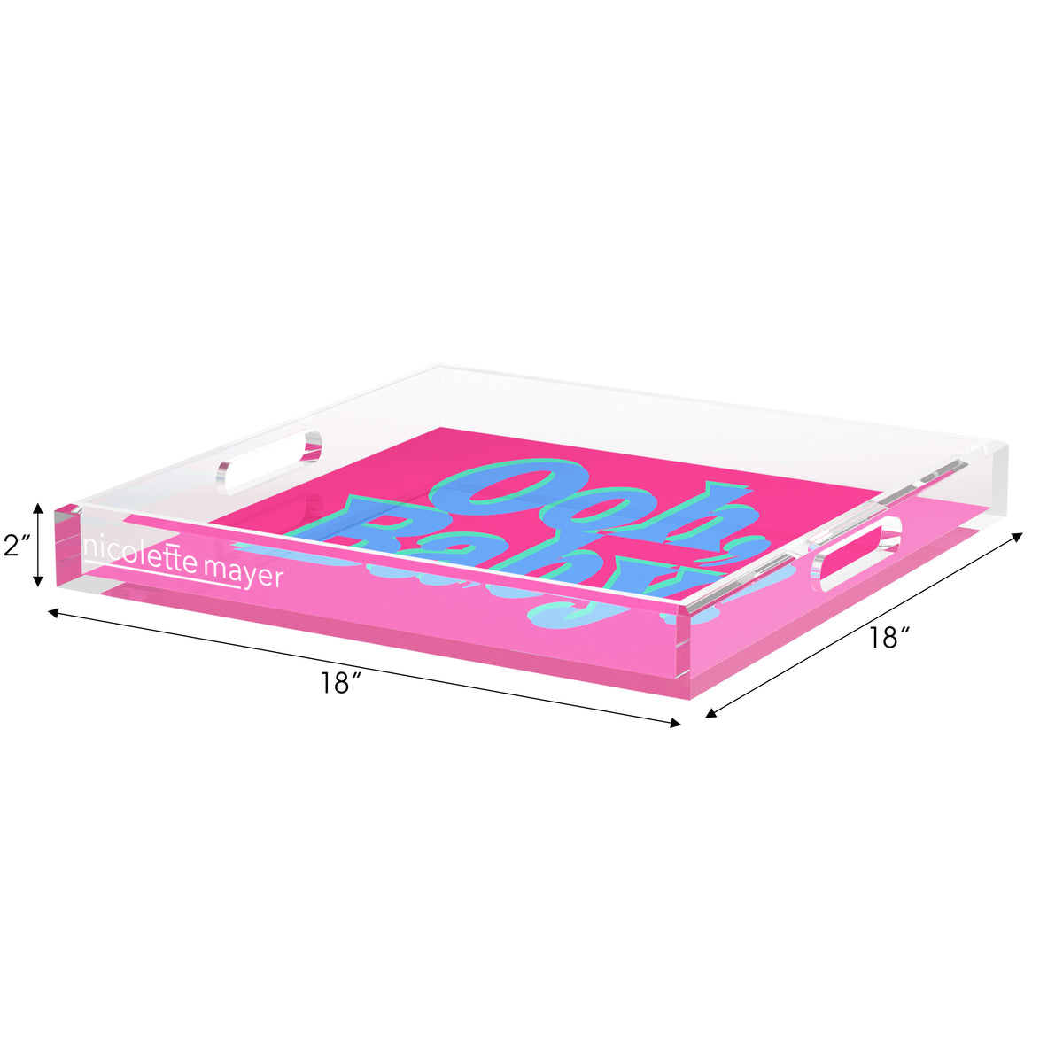 Ooh Baby Pink Blue Green Acrylic Decorative Tray, 18 x 18 in. by Nicolette Mayer 