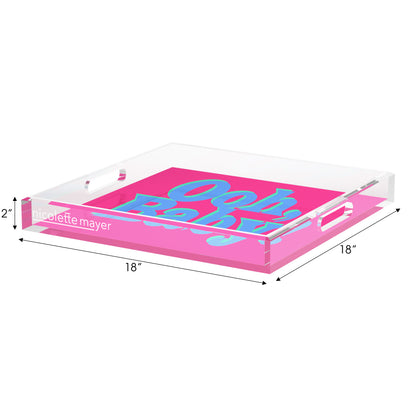 Ooh Baby Pink Blue Green Acrylic Decorative Tray, 18 x 18 in. by Nicolette Mayer 