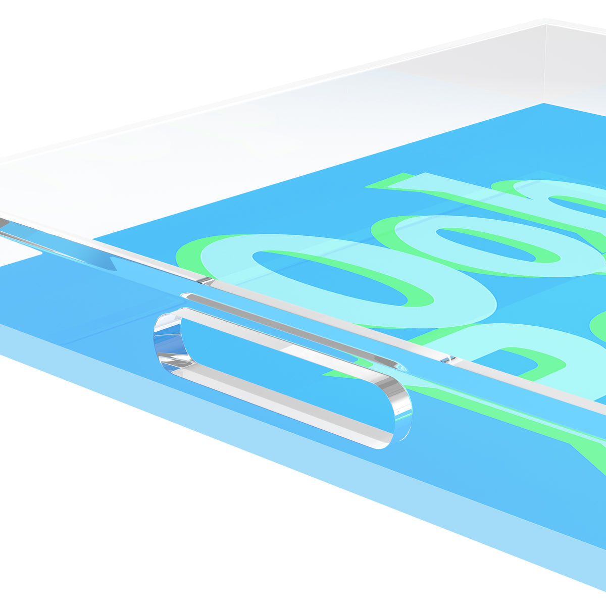 Ooh Baby Blue Green Acrylic Decorative Tray, 12 x 12 in. by Nicolette Mayer 