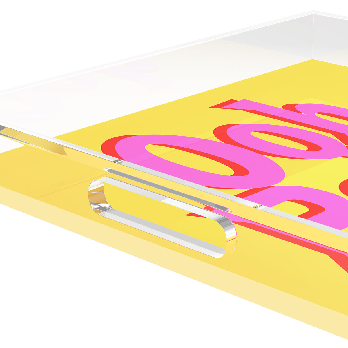 Ooh Baby Pink Red Yellow Acrylic Decorative Tray, 12 x 12 in. by Nicolette Mayer 