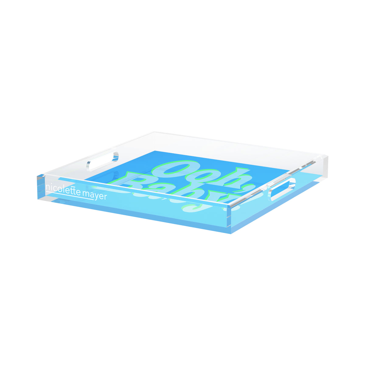 Ooh Baby Blue Green Acrylic Decorative Tray, 15 x 15 in. by Nicolette Mayer 