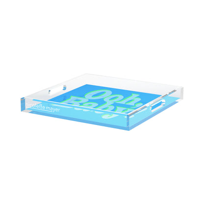 Ooh Baby Blue Green Acrylic Decorative Tray, 15 x 15 in. by Nicolette Mayer 