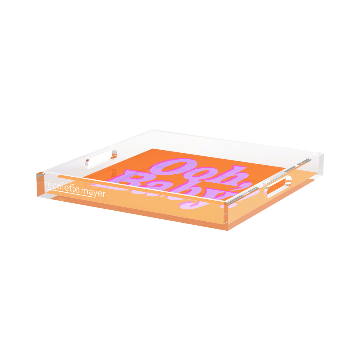 Ooh Baby Orange Pink Lilac Acrylic Decorative Tray, 15 x 15 in. by Nicolette Mayer 