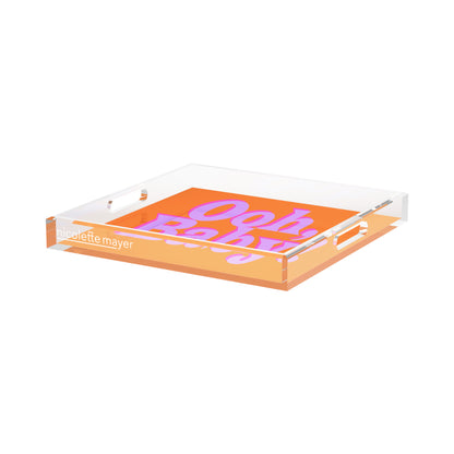 Ooh Baby Orange Pink Lilac Acrylic Decorative Tray, 15 x 15 in. by Nicolette Mayer 