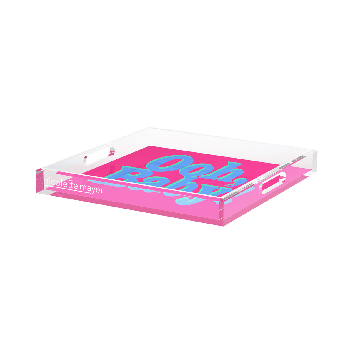 Ooh Baby Pink Blue Green Acrylic Decorative Tray, 15 x 15 in. by Nicolette Mayer 