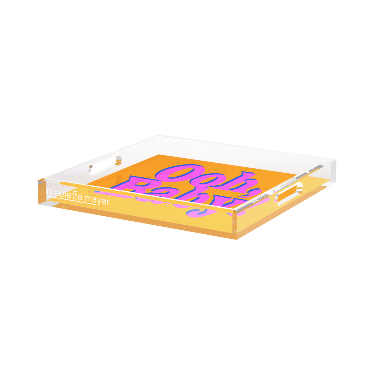 Ooh Baby Pink Blue Orange Acrylic Decorative Tray, 15 x 15 in. by Nicolette Mayer 