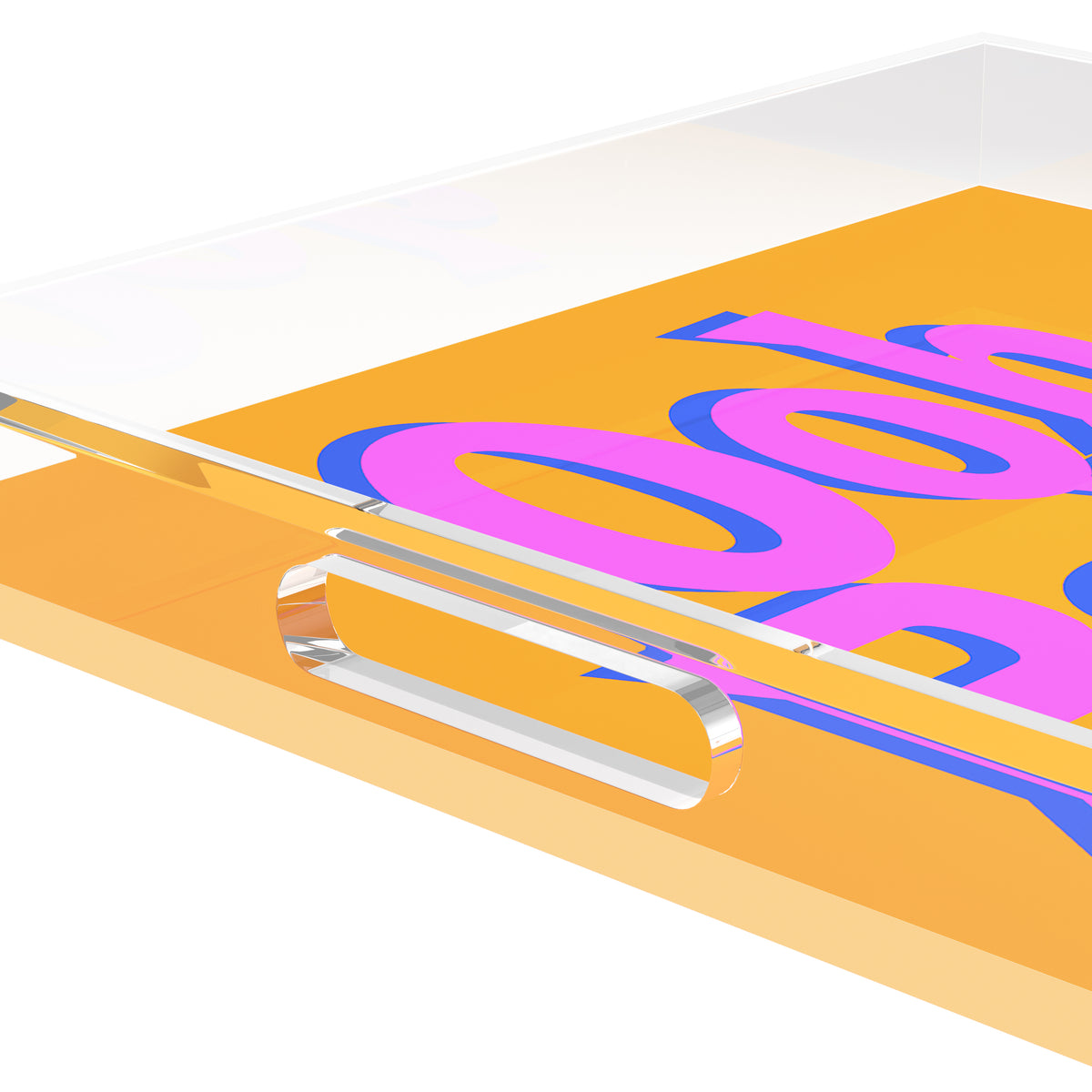 Ooh Baby Pink Blue Orange Acrylic Decorative Tray, 15 x 15 in. by Nicolette Mayer 