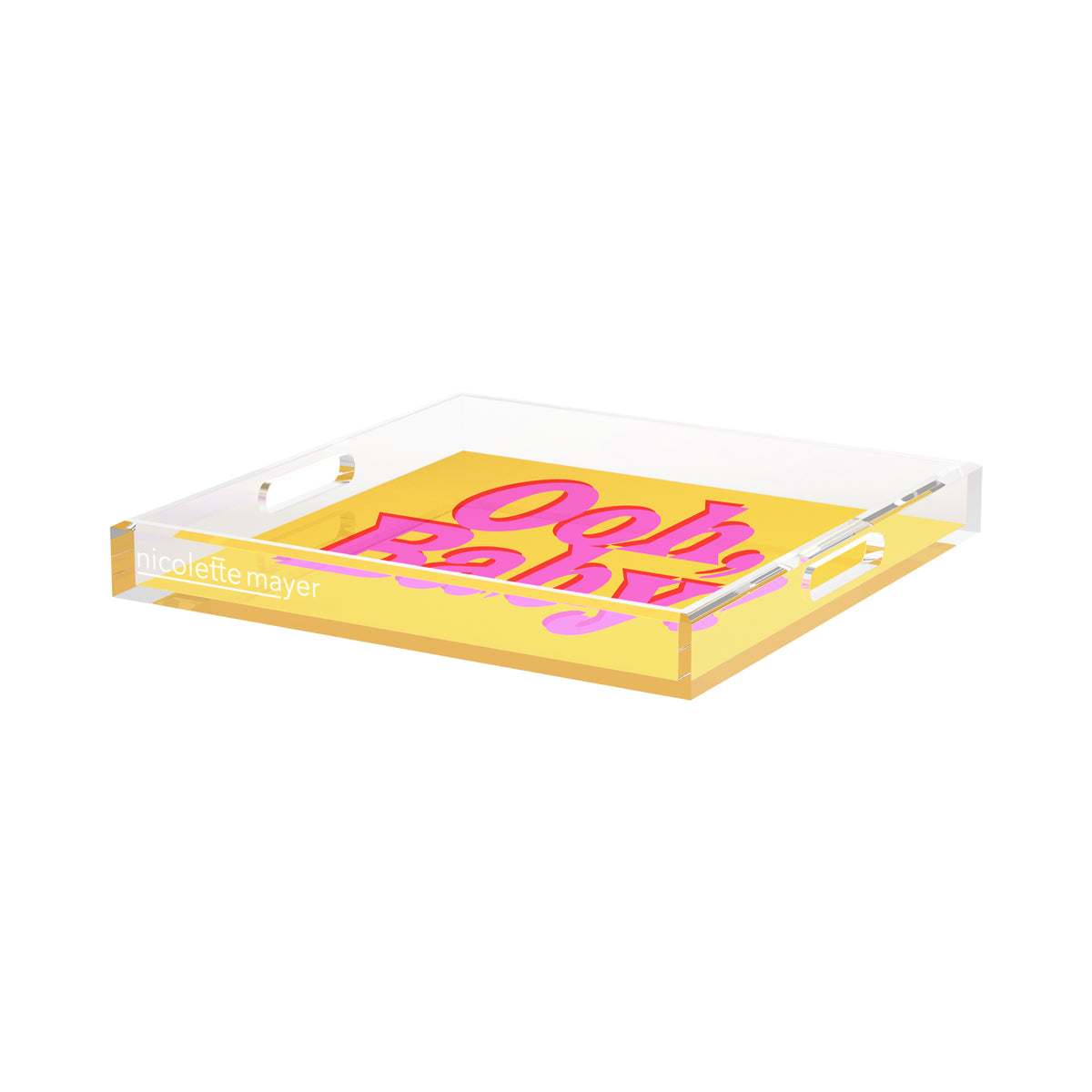 Ooh Baby Pink Red Yellow Acrylic Decorative Tray, 15 x 15 in. by Nicolette Mayer 