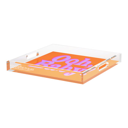 Ooh Baby Orange Pink Lilac Acrylic Decorative Tray, 18 x 18 in. by Nicolette Mayer 