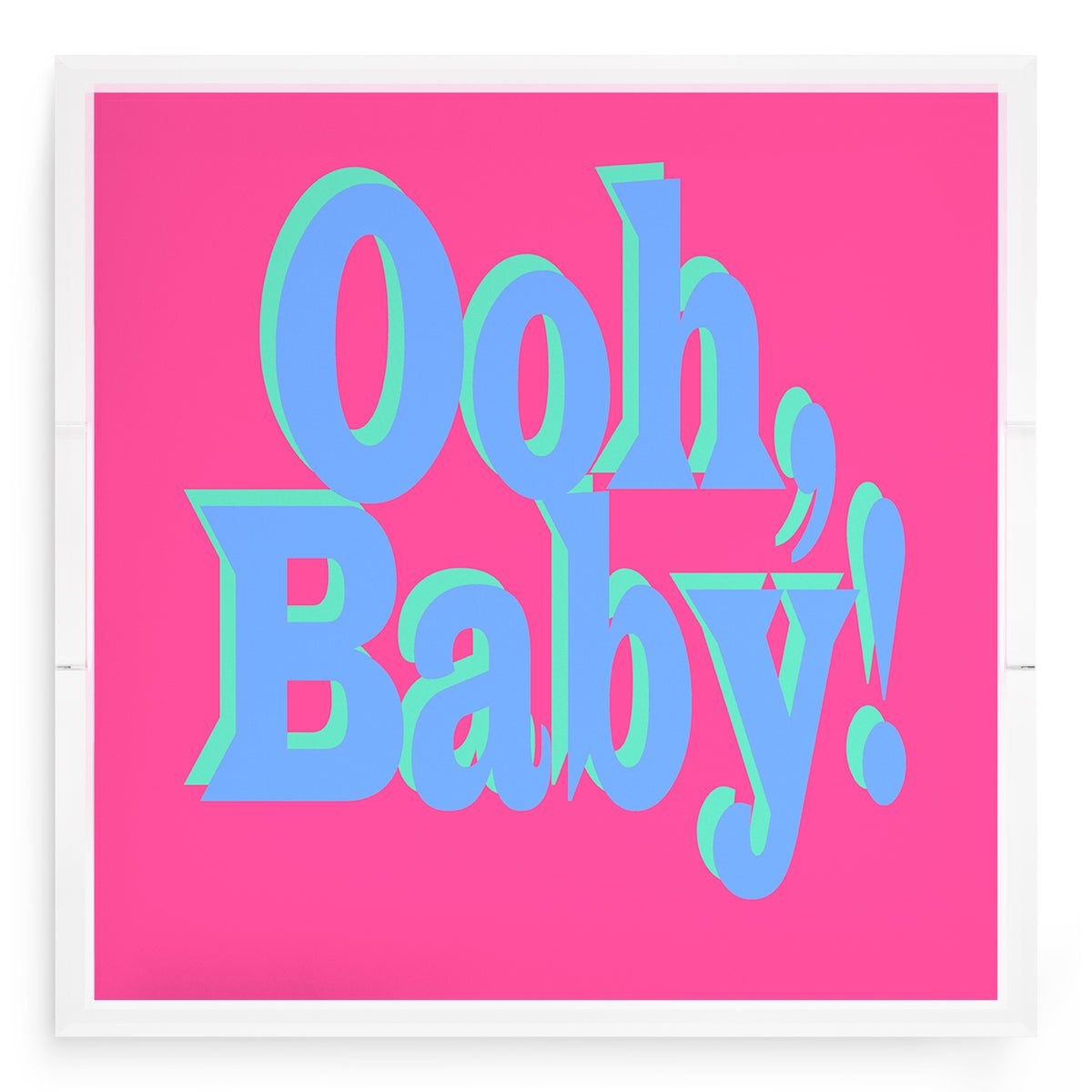 Ooh Baby Pink Blue Green Acrylic Decorative Tray, 18 x 18 in. by Nicolette Mayer 