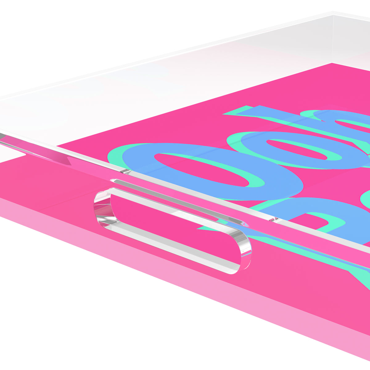 Ooh Baby Pink Blue Green Acrylic Decorative Tray, 18 x 18 in. by Nicolette Mayer 