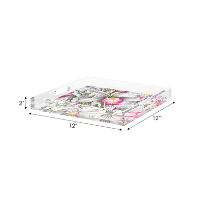Orchid Cymbidium Pink Acrylic Decorative Tray, 12 x 12 in. by Nicolette Mayer 