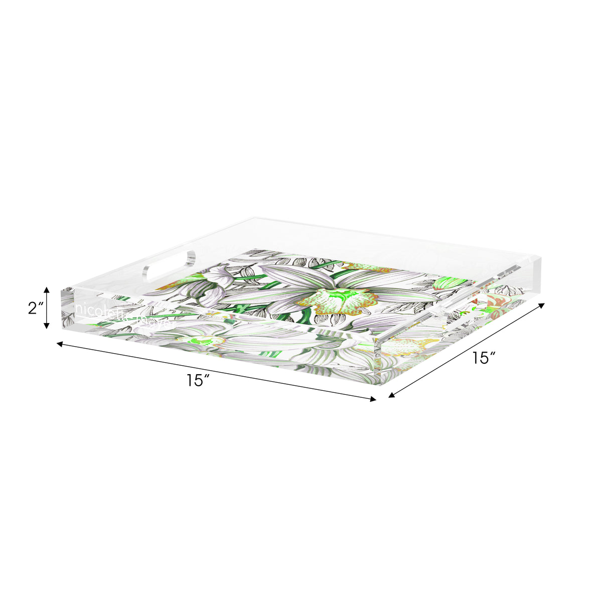 Orchid Cymbidium Green Acrylic Decorative Tray, 15 x 15 in. by Nicolette Mayer 