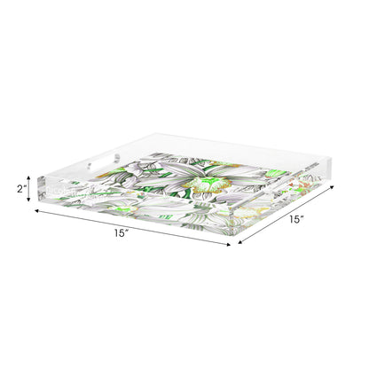 Orchid Cymbidium Green Acrylic Decorative Tray, 15 x 15 in. by Nicolette Mayer 