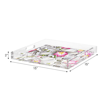 Orchid Cymbidium Pink Acrylic Decorative Tray, 15 x 15 in. by Nicolette Mayer 