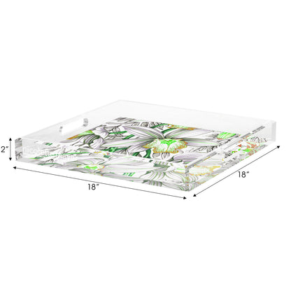 Orchid Cymbidium Green Acrylic Decorative Tray, 18 x 18 in. by Nicolette Mayer 