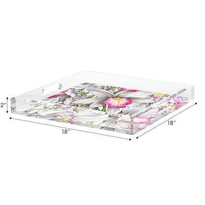 Orchid Cymbidium Pink Acrylic Decorative Tray, 18 x 18 in. by Nicolette Mayer 
