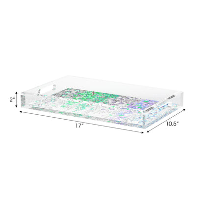 Orchid Garden Lilac Green Blue Acrylic Decorative Tray, 17 x 10.5 in. by Nicolette Mayer 