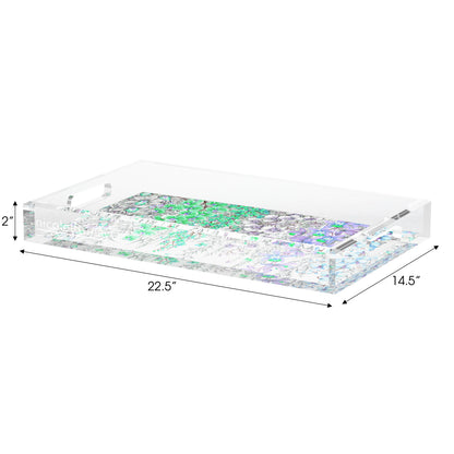 Orchid Garden Lilac Green Blue Acrylic Decorative Tray, 22.5 x 14. in. by Nicolette Mayer 
