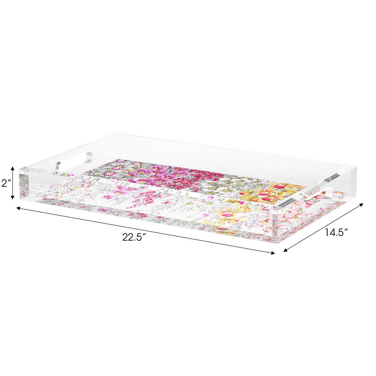 Orchid Garden Original Acrylic Decorative Tray, 22.5 x 14. in. by Nicolette Mayer 