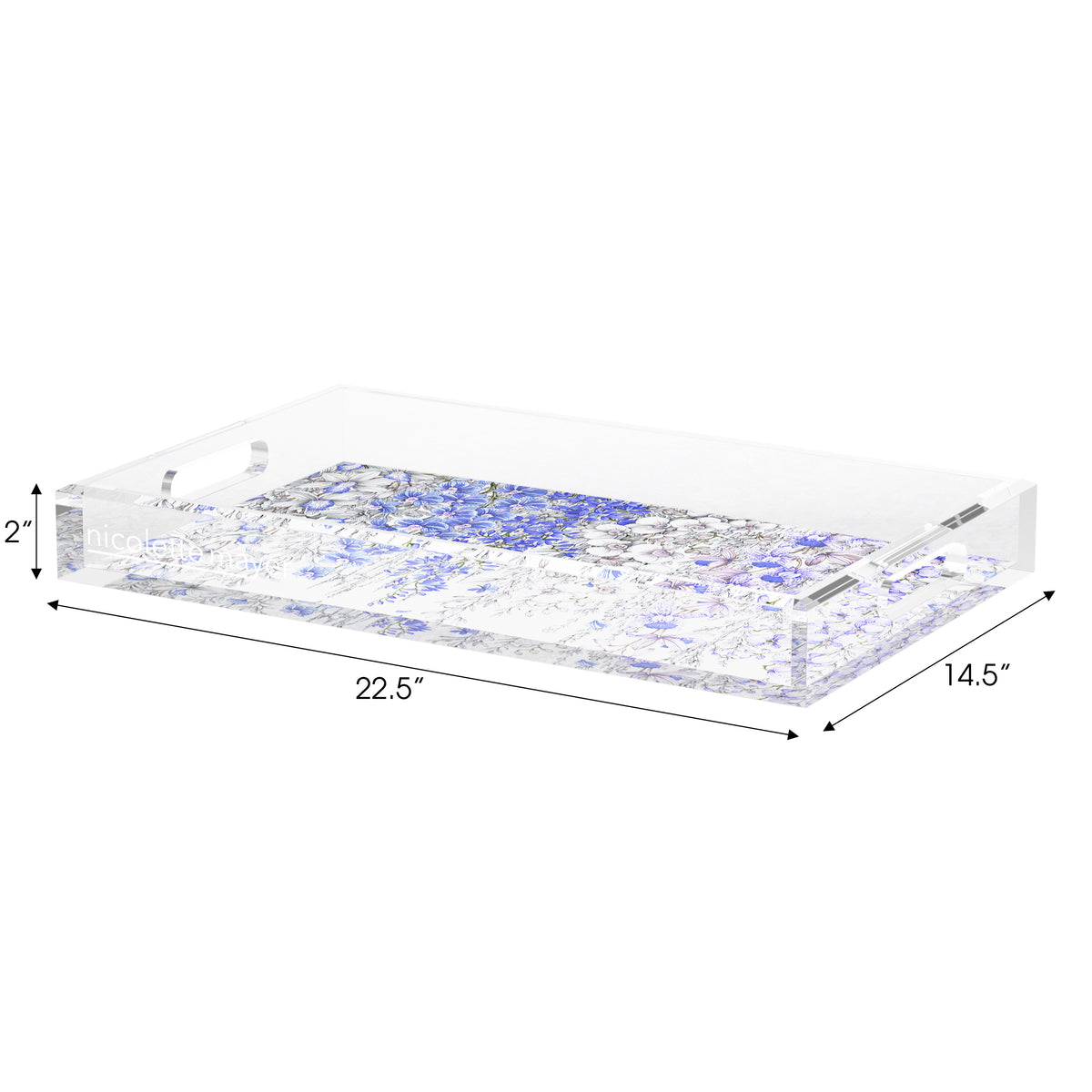 Orchid Garden Wisteria Lilac Acrylic Decorative Tray, 22.5 x 14. in. by Nicolette Mayer 