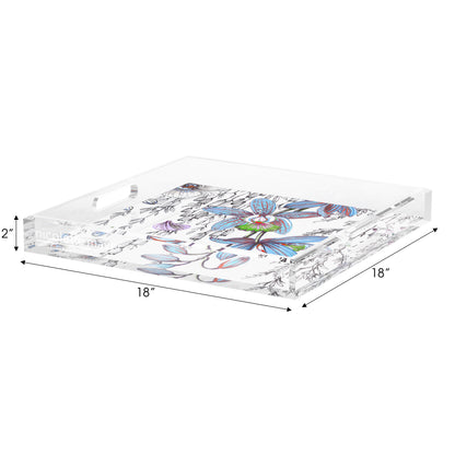 Orchid Pangea Blue Red Acrylic Decorative Tray, 18 x 18 in. by Nicolette Mayer 