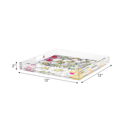 Orchid Phalaenopsis White Acrylic Decorative Tray, 12 x 12 in. by Nicolette Mayer 