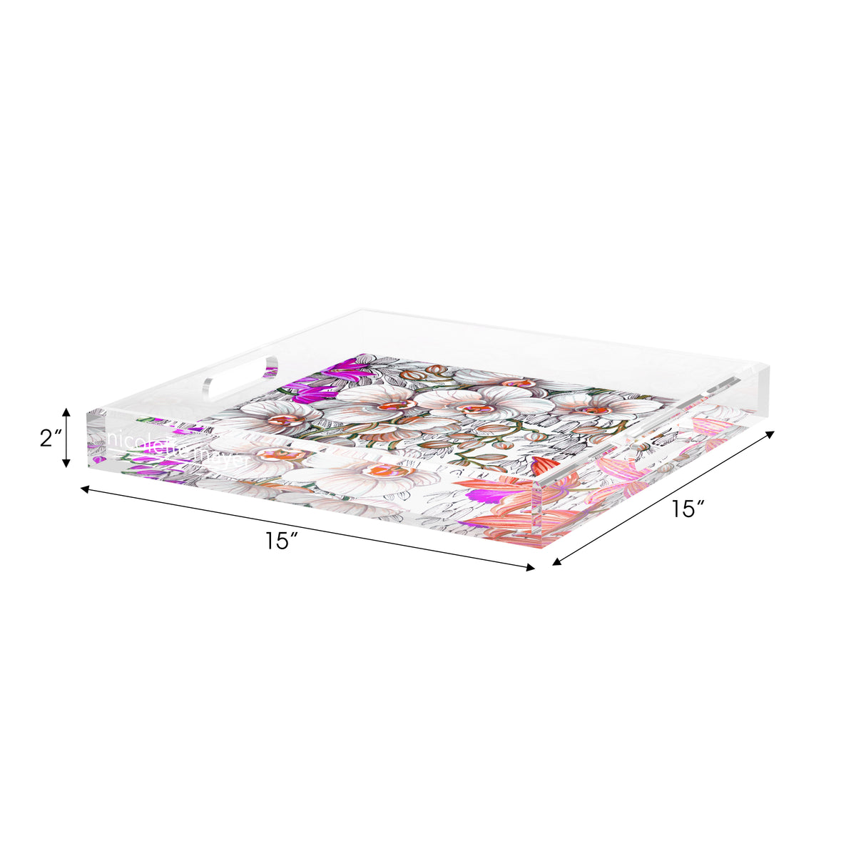 Orchid Phalaenopsis Blush Acrylic Decorative Tray, 15 x 15 in. by Nicolette Mayer 