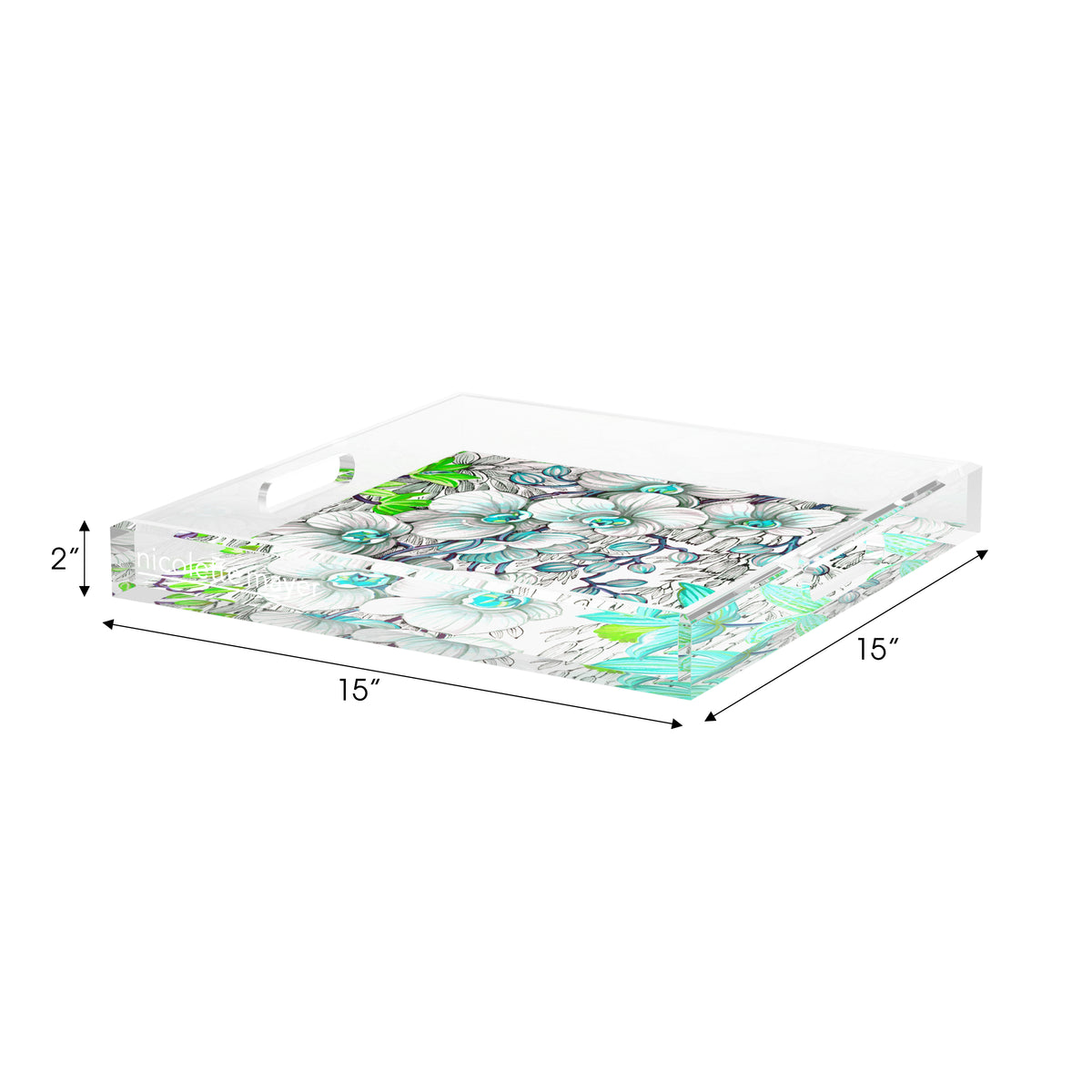 Orchid Phalaenopsis Robins Egg Acrylic Decorative Tray, 15 x 15 in. by Nicolette Mayer 