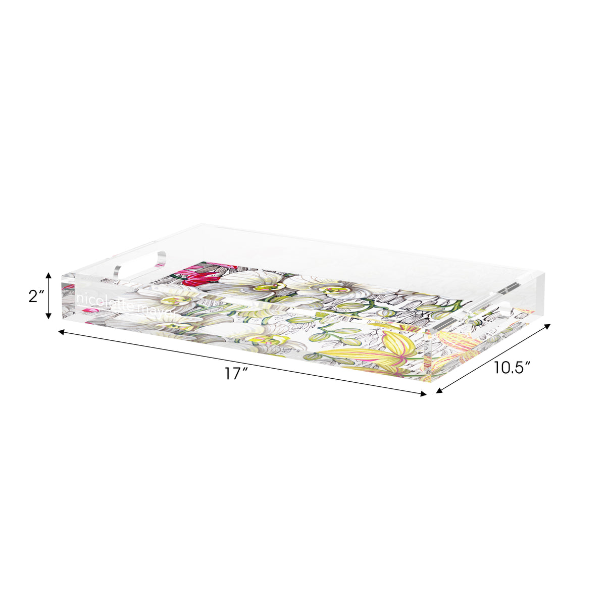 Orchid Phalaenopsis White Acrylic Decorative Tray, 17 x 10.5 in. by Nicolette Mayer 