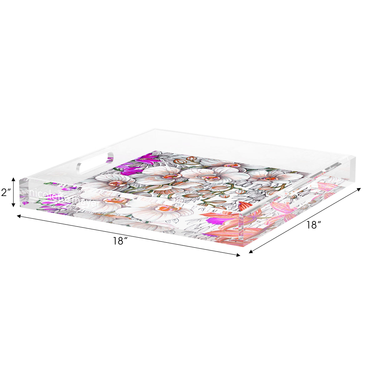 Orchid Phalaenopsis Blush Acrylic Decorative Tray, 18 x 18 in. by Nicolette Mayer 